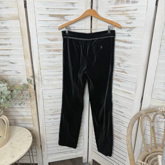DEREK LAM Women's 6 Black Velvet Straight Leg Tuxedo Stripe Pant MADE IN ITALY - Picture 11 of 12